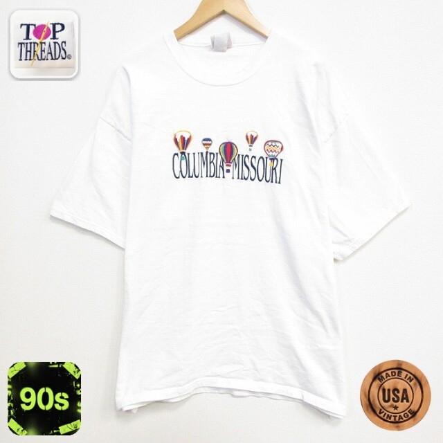 90s 半袖Tシャツ 気球刺繍 ホワイト メンズXL相当 | 古着