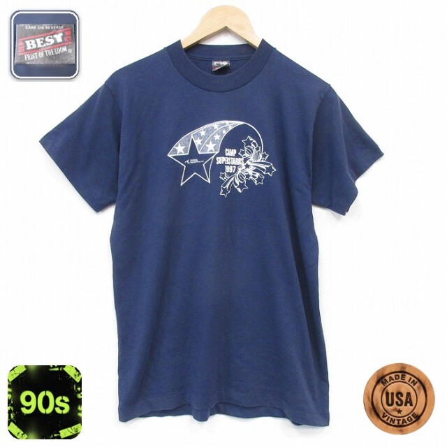 フルーツオブザルーム 90s 半袖Tシャツ スター ネイビー メンズM相当 | 古着