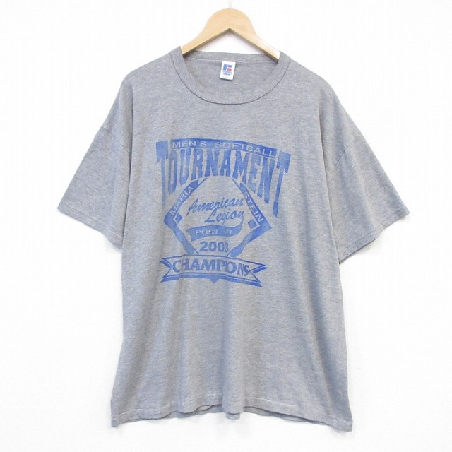 ラッセル 00s 半袖Tシャツ ソフトボール グレー メンズXL相当 | 古着