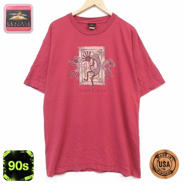 ココペリ 90s 半袖Tシャツ ホピ族 バーガンディ メンズXL相当 | 古着