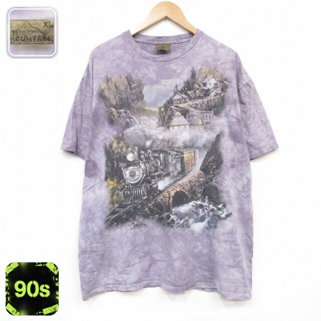 90s 半袖Tシャツ 汽車 パープル メンズXL相当 | 古着