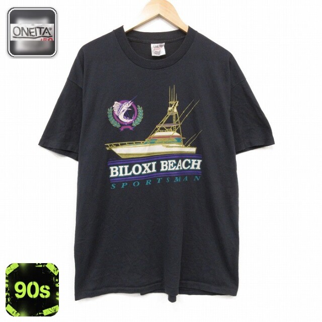 オニータ 90s 半袖Tシャツ ボート ブラック メンズXL相当 | 古着