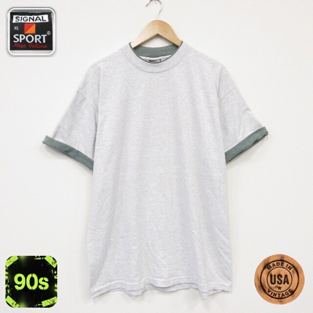 SIGNAL 90s 半袖Tシャツ 無地 グレー メンズXL相当 | 古着