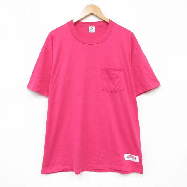 ジャージーズ 90s 半袖Tシャツ 胸ポケット付き ピンク メンズXL相当 | 古着
