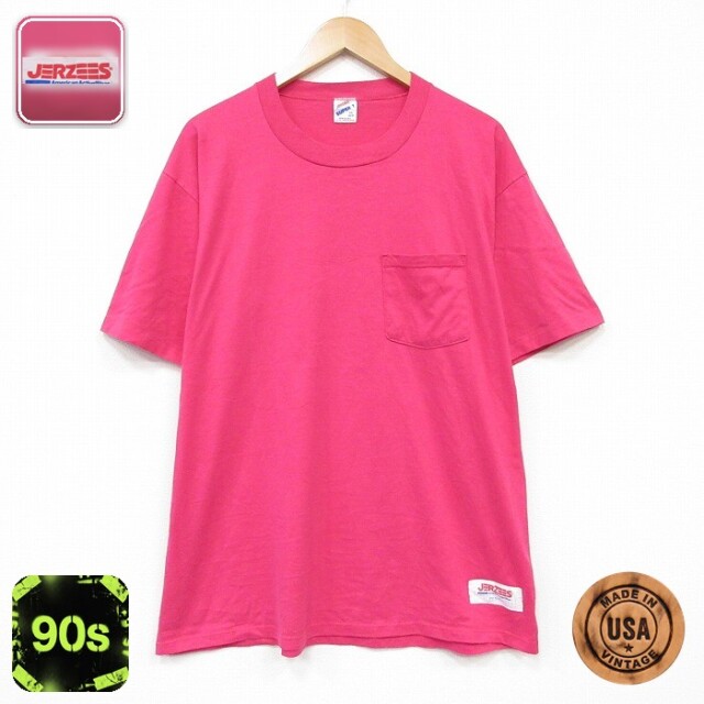 ジャージーズ 90s 半袖Tシャツ 胸ポケット付き ピンク メンズXL相当 | 古着