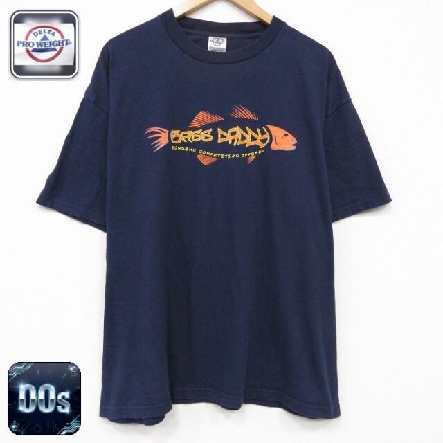 00s 半袖Tシャツ 魚 ネイビー メンズXL相当 | 古着