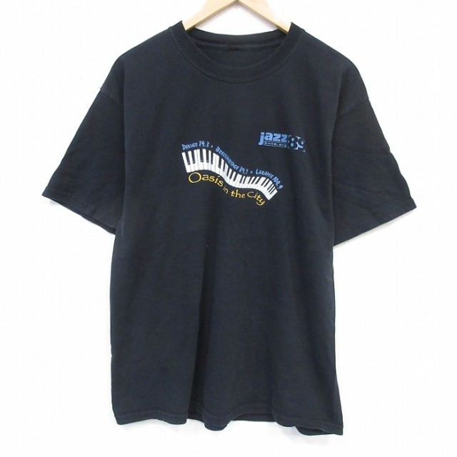 00s 半袖Tシャツ ジャズ ブラック メンズL相当 | 古着