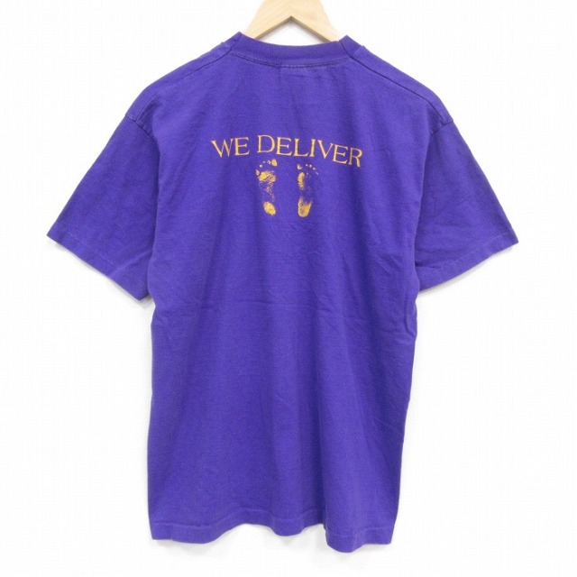 フルーツオブザルーム 90s 半袖Tシャツ 足跡 パープル メンズL相当 | 古着