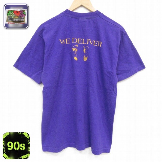 フルーツオブザルーム 90s 半袖Tシャツ 足跡 パープル メンズL相当 | 古着