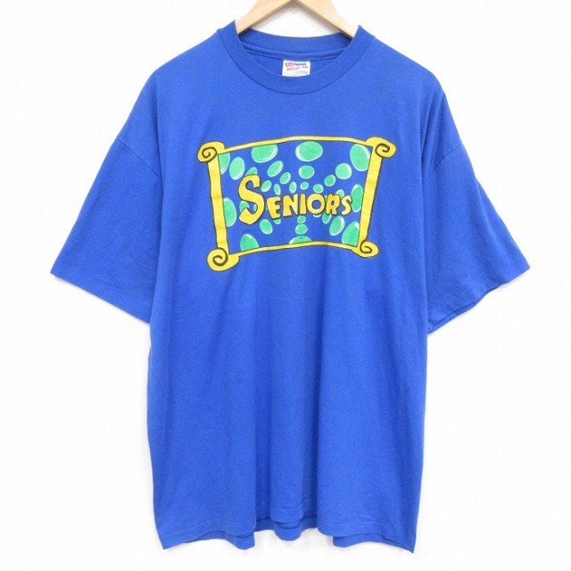 ヘインズ 90s 半袖Tシャツ SENIORS ブルー メンズXL相当 | 古着