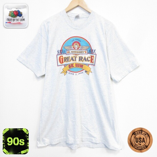 フルーツオブザルーム 90s 半袖Tシャツ グレートレース企業広告 グレー メンズXL相当 | 古着