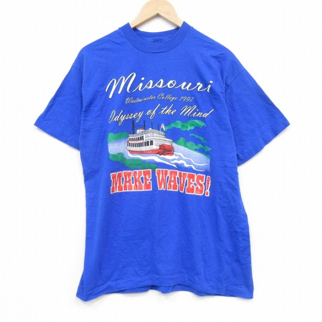 フルーツオブザルーム 90s 半袖Tシャツ ミズーリ ブルー メンズL相当 | 古着