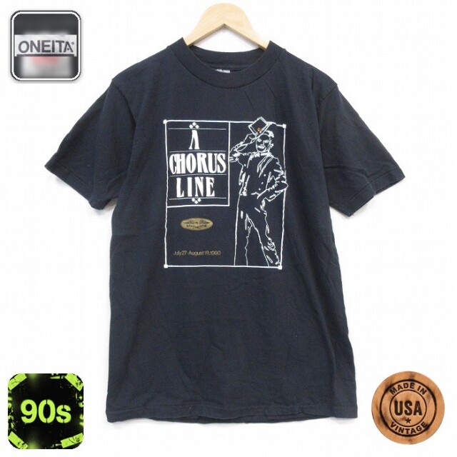 オニータ 90s 半袖Tシャツ コーラスライン ブラック メンズM相当 | 古着