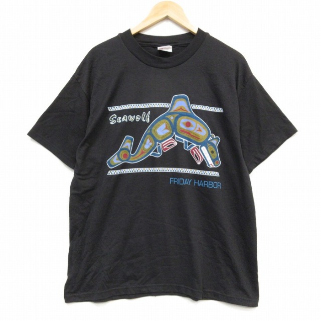 ヘインズ 00s 半袖Tシャツ シャチ ブラック メンズXL相当 | 古着