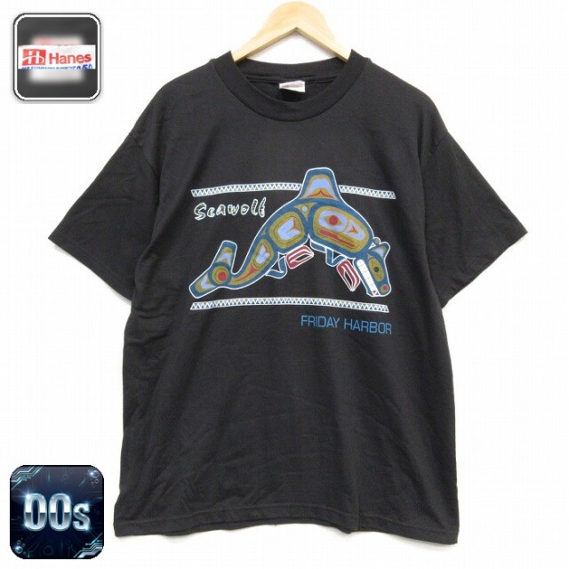 ヘインズ 00s 半袖Tシャツ シャチ ブラック メンズXL相当 | 古着