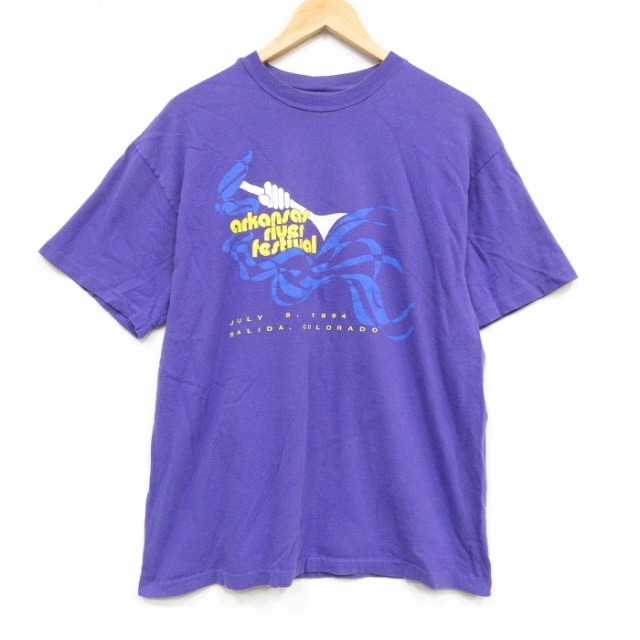 ヘインズ 90s 半袖Tシャツ アーカンソー パープル メンズL相当 | 古着