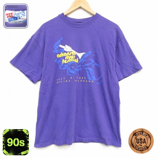 ヘインズ 90s 半袖Tシャツ アーカンソー パープル メンズL相当 | 古着