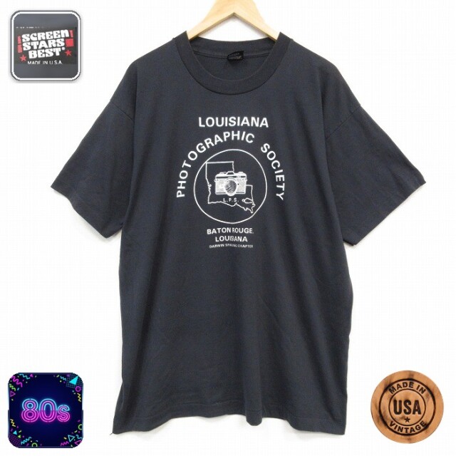 スクリーンスターズ 80s 半袖Tシャツ カメラ ブラック メンズXL相当 | 古着