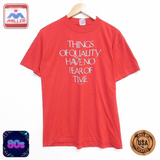 80s 半袖Tシャツ THINGS レッド メンズM相当 | 古着