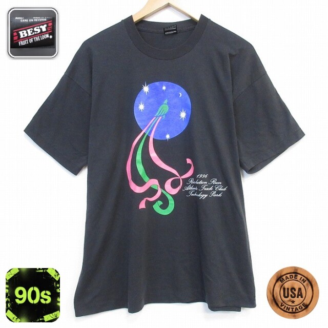 フルーツオブザルーム 90s 半袖Tシャツ リボン ブラック メンズXL相当 | 古着