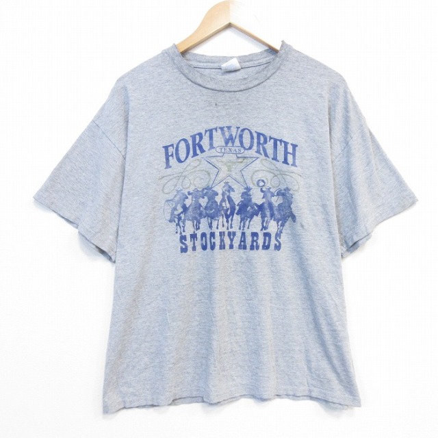 00s 半袖Tシャツ FORTWORTH 霜降りグレー メンズXL相当 | 古着