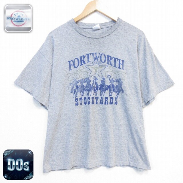 00s 半袖Tシャツ FORTWORTH 霜降りグレー メンズXL相当 | 古着