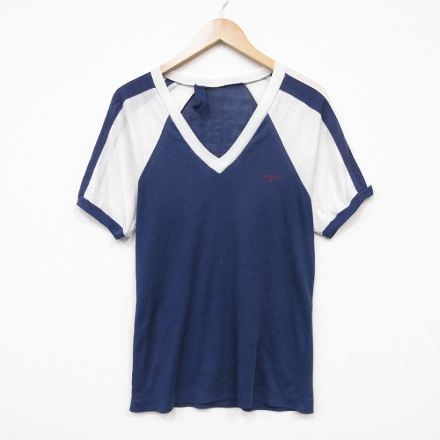 スポルティング 80s 半袖Tシャツ ワンポイントロゴ ネイビー メンズM相当 | 古着