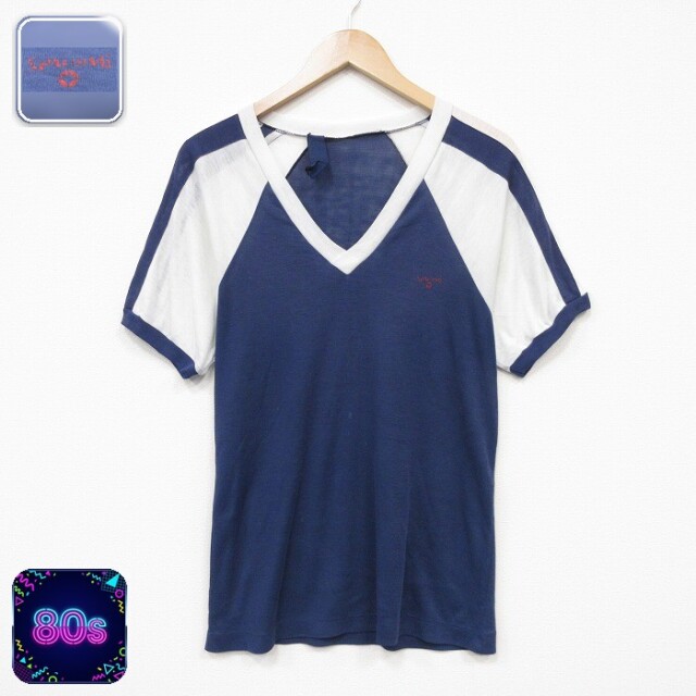 スポルティング 80s 半袖Tシャツ ワンポイントロゴ ネイビー メンズM相当 | 古着