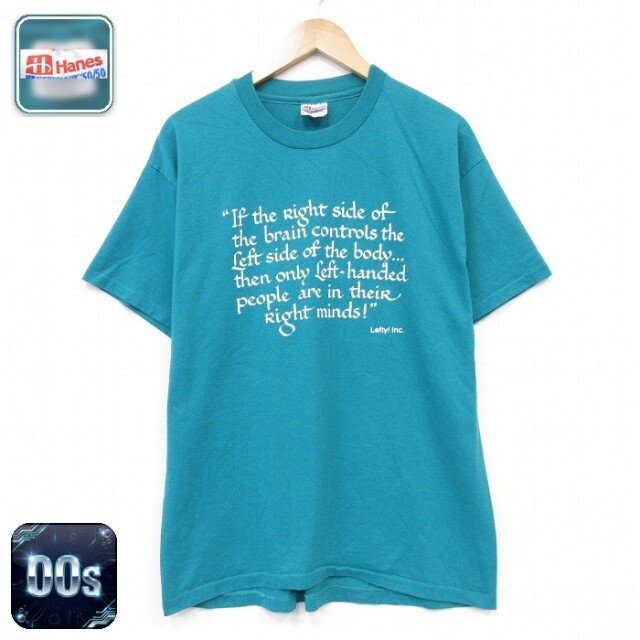 ヘインズ 00s 半袖Tシャツ メッセージ グリーン メンズL相当 | 古着