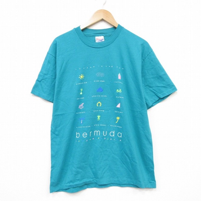 ヘインズ 90s 半袖Tシャツ バミューダ グリーン メンズL相当 | 古着