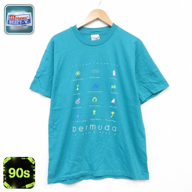 ヘインズ 90s 半袖Tシャツ バミューダ グリーン メンズL相当 | 古着
