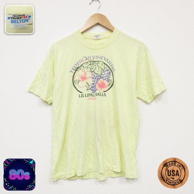 80s 半袖Tシャツ 花 イエロー メンズM相当 | 古着