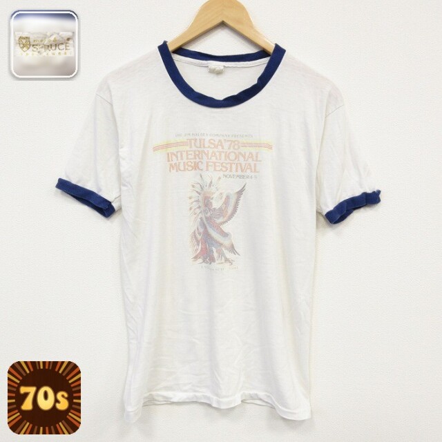スプルース 70s 半袖Tシャツ イーグルダンサー ホワイト メンズM相当 | 古着