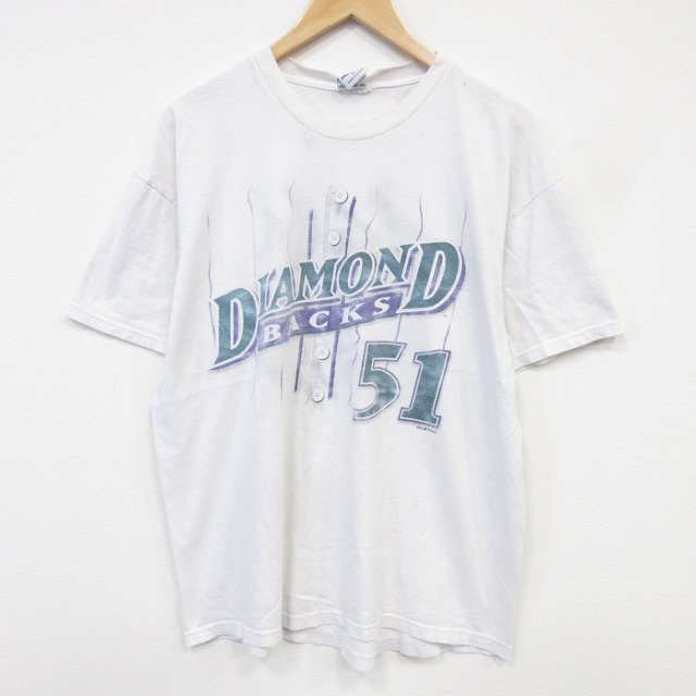 アリゾナダイヤモンドバックス 00s 半袖Tシャツ ランディジョンソン51プリント ホワイト メンズXL相当 | 古着
