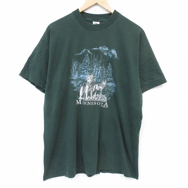 フルーツオブザルーム 90s 半袖Tシャツ ミネソタ グリーン メンズXL相当 | 古着