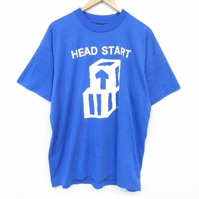 XL★古着 フルーツオブザルーム 半袖 ビンテージ Tシャツ メンズ 90年代 90s HEAD クルーネック USA製 ブルー【spe】 26jul09