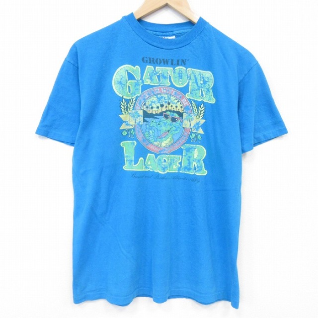 ヘインズ 80s 半袖Tシャツ ワニ ブルー メンズL相当 | 古着