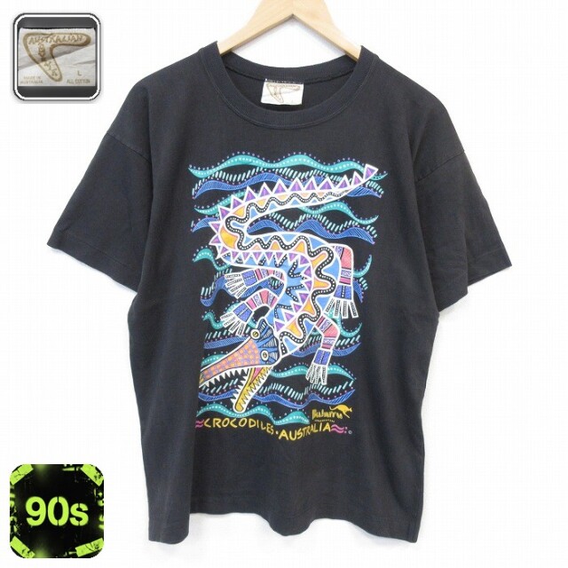 90s 半袖Tシャツ ワニ ブラック メンズL相当 | 古着