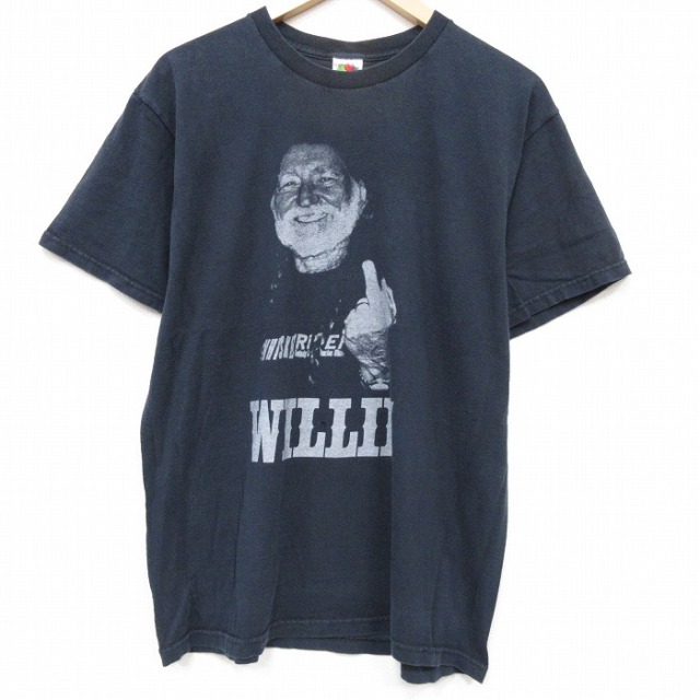 L★古着 半袖 ロック バンド ビンテージ Tシャツ メンズ 00年代 00s ウィリーネルソン コットン クルーネック ブラック【spe】 26jul10