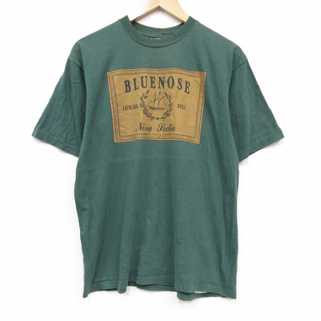 M★古着 半袖 ビンテージ Tシャツ メンズ 90年代 90s BLUENOSE コットン クルーネック カナダ製 グリーン 26jul10