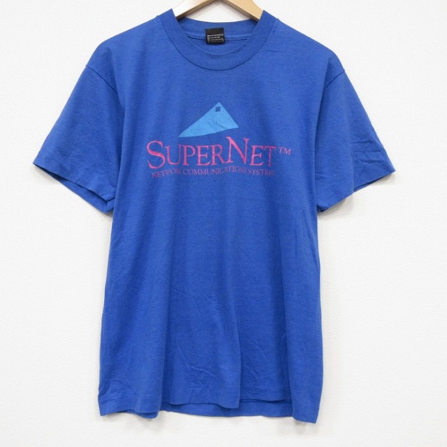 M★古着 スクリーンスターズ 半袖 ビンテージ Tシャツ メンズ 80年代 80s スーパーネット クルーネック USA製 ブルー【spe】 26jul10