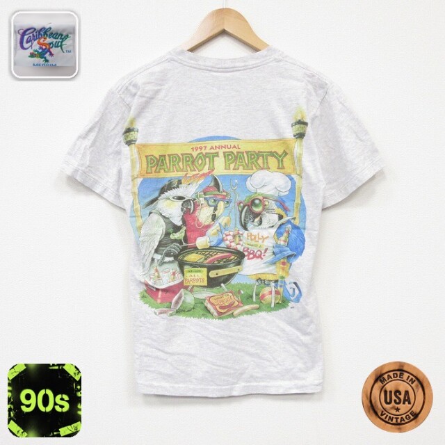 90s 半袖Tシャツ 鳥 グレー メンズM相当 | 古着