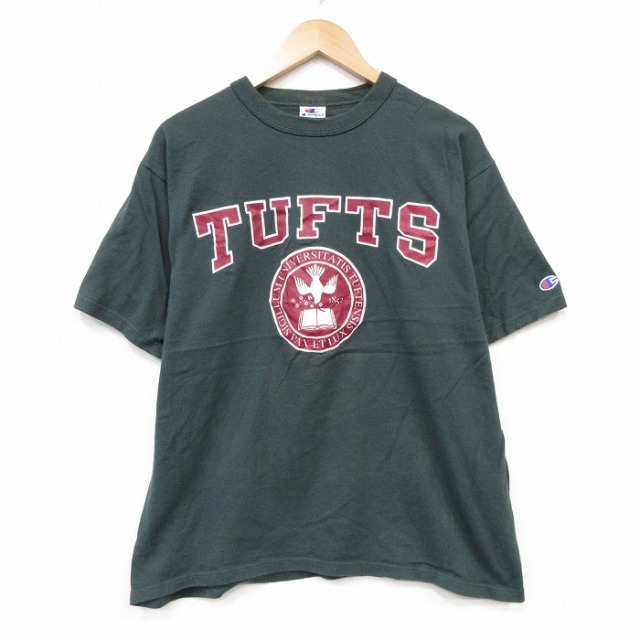 チャンピオン 90s 半袖Tシャツ TUFTSカレッジ グリーン メンズL相当 | 古着