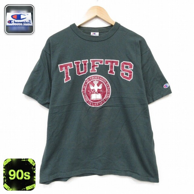 チャンピオン 90s 半袖Tシャツ TUFTSカレッジ グリーン メンズL相当 | 古着