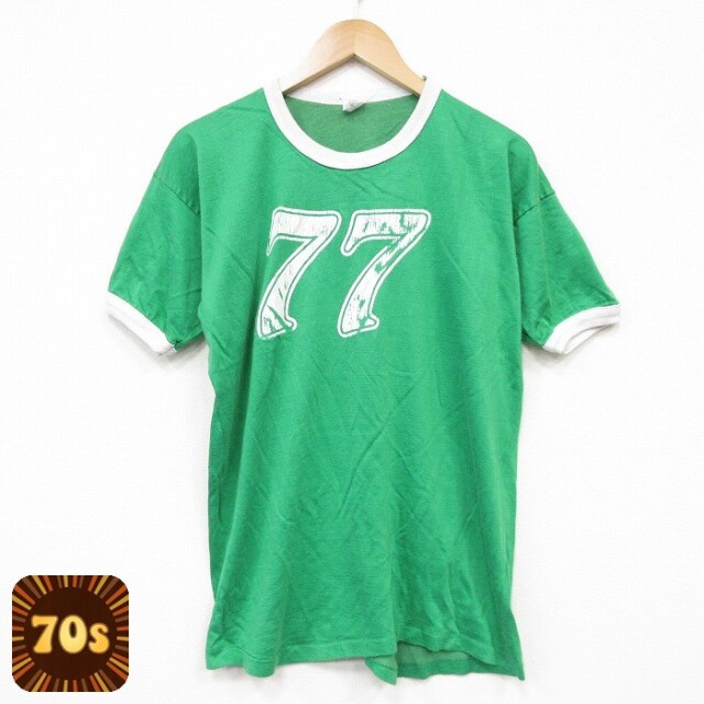 70s 半袖Tシャツ グリーン メンズL相当 | 古着