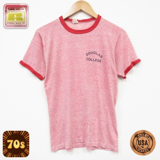 ラッセル 70s 半袖Tシャツ カレッジ レッド メンズS相当 | 古着