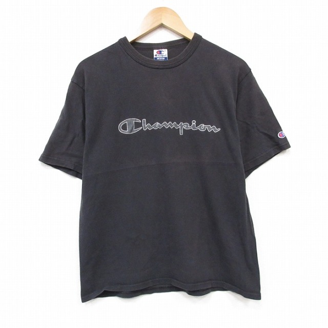 チャンピオン 90s 半袖Tシャツ ビッグロゴ ブラック メンズM相当 | 古着