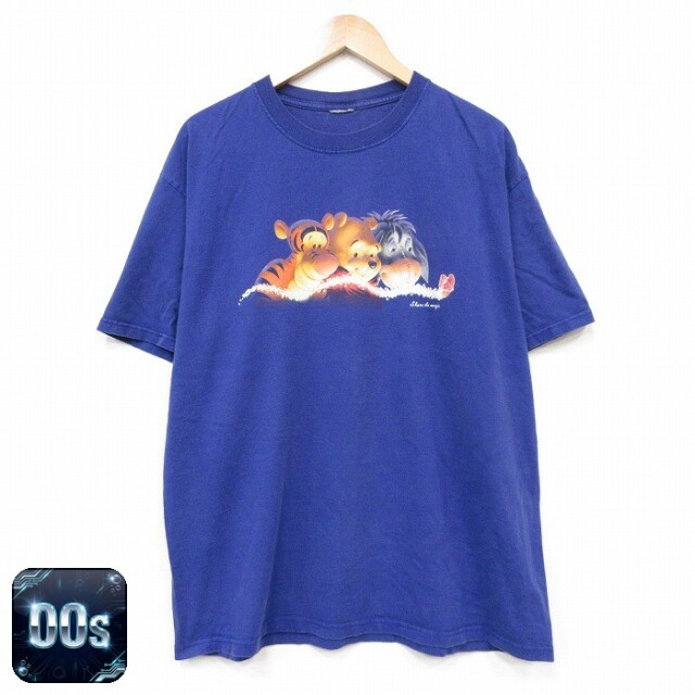 ディズニー 00s 半袖Tシャツ くまのプーさん ブルー メンズXL相当 | 古着