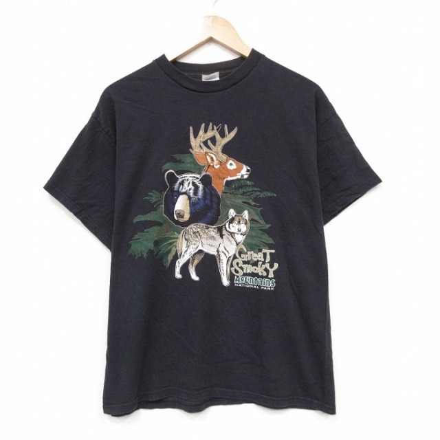 00s 半袖Tシャツ グレートスモーキ国立公園 ブラック メンズL相当 | 古着