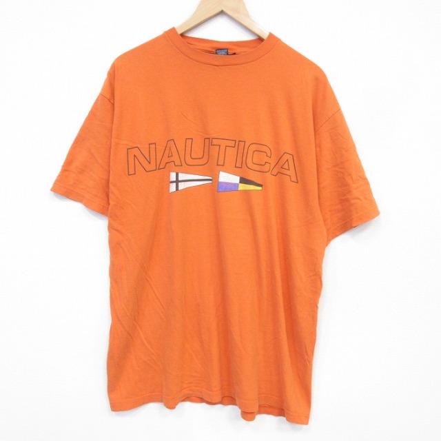 ノーティカ 90s 半袖Tシャツ ビッグロゴ オレンジ メンズXL相当 | 古着